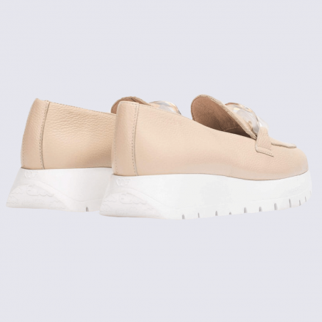 Mocassins Wonders, mocassins chaine tendances femme en cuir beige