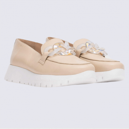 Mocassins Wonders, mocassins chaine tendances femme en cuir beige Mocassins Wonders, mocassins chaine tendances femme en cuir beige