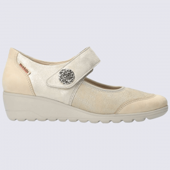 Ballerines Mobils, ballerines à talons femme en cuir beige
