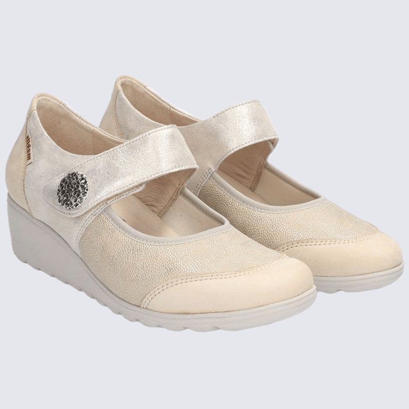 Ballerines Mobils, ballerines à talons femme en cuir beige