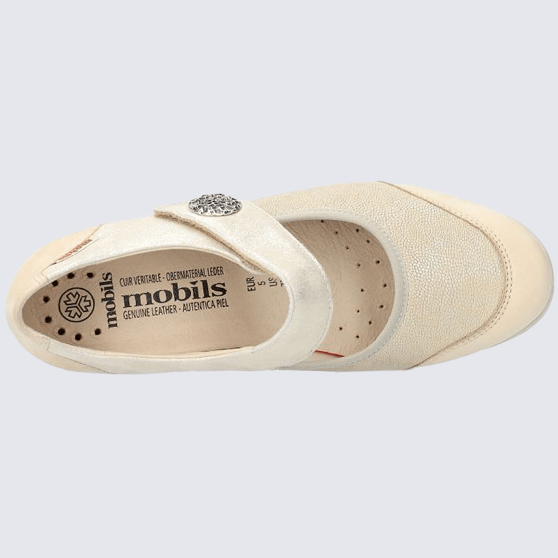 Ballerines Mobils, ballerines à talons femme en cuir beige