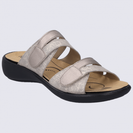 Mules Westland by Josef Seibel, mules à brides velcro femme en cuir irisé beige