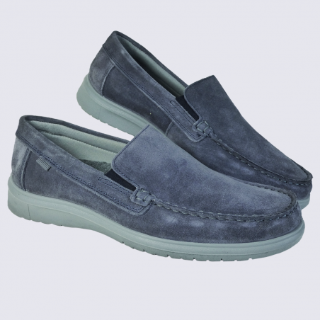 Mocassins Ara, mocassins tendances homme en cuir bleu jeans