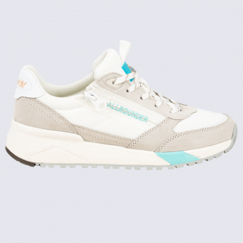 Baskets Allrounder, sneakers confortables femme en cuir velours blanc/bleu