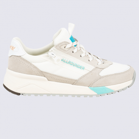 Baskets Allrounder, sneakers confortables femme en cuir velours blanc/bleu