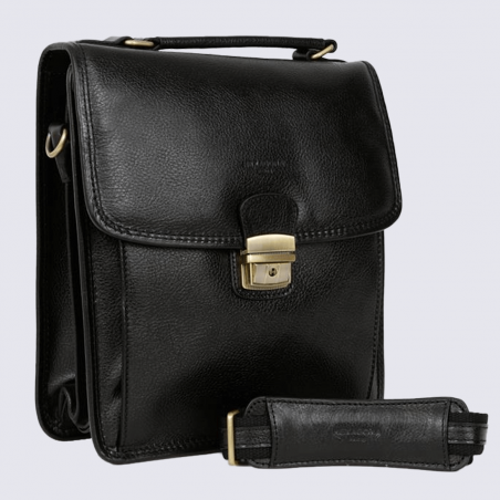 Sac Hexagona, baisenville pour homme en cuir noir