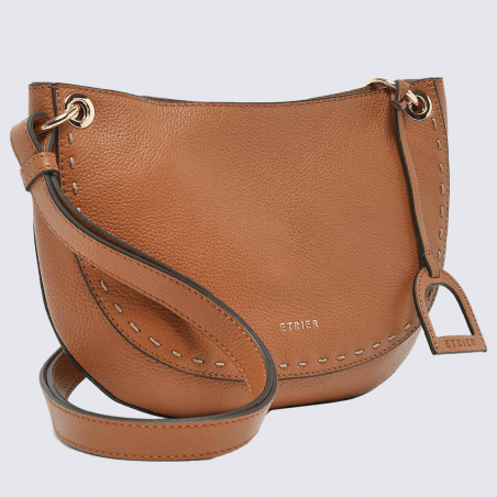 Sac à bandoulière Etrier, sac à bandoulière minimaliste femme en cuir camel