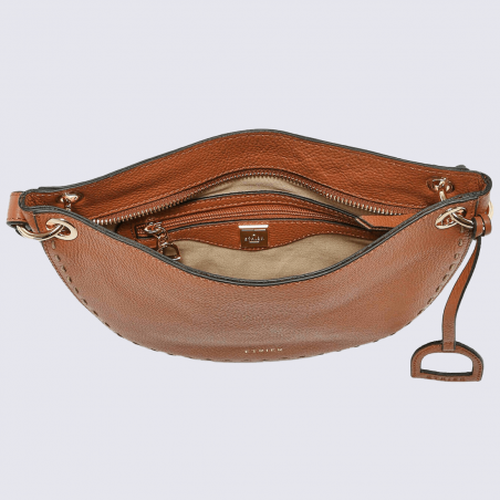 Sac à bandoulière Etrier, sac à bandoulière minimaliste femme en cuir camel