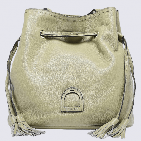 Sac sceau Etrier, sac sceau à bandoulière femme en cuir vert