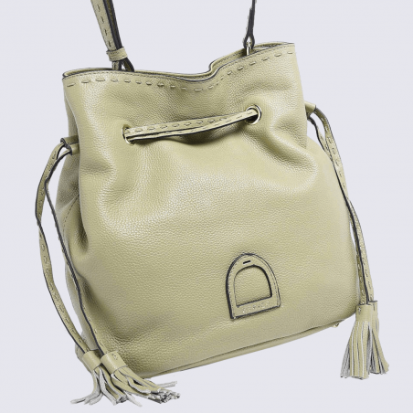 Sac sceau Etrier, sac sceau à bandoulière femme en cuir vert