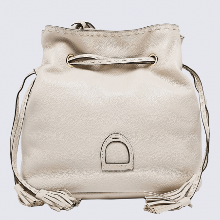 Sac sceau Etrier, sac sceau à bandoulière femme en cuir blanc