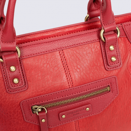 Sac à main Hexagona, sac à main 2 poignées femme en cuir rouge