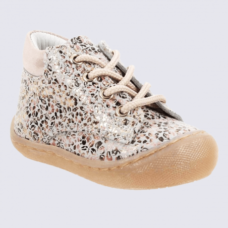 Chaussures Superfit, chaussures à lacets filles en cuir liberty rose