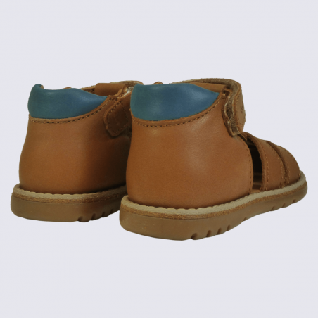 Sandales Bellamy, sandales tropéziennes garçons en cuir camel