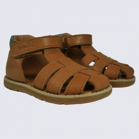 Sandales Bellamy, sandales tropéziennes garçons en cuir camel