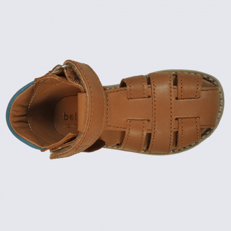 Sandales Bellamy, sandales tropéziennes garçons en cuir camel