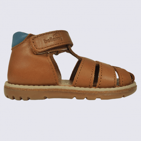 Sandales Bellamy, sandales tropéziennes garçons en cuir camel