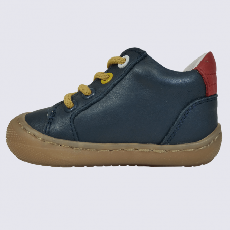 Chaussures Bellamy, chaussures à lacets bébés garçons en cuir bleu marine