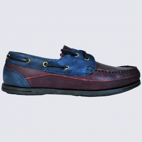 Chaussures Arima, chaussures bateau homme en cuir marine bordeaux