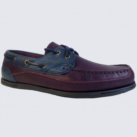 Chaussures Arima, chaussures bateau homme en cuir marine bordeaux