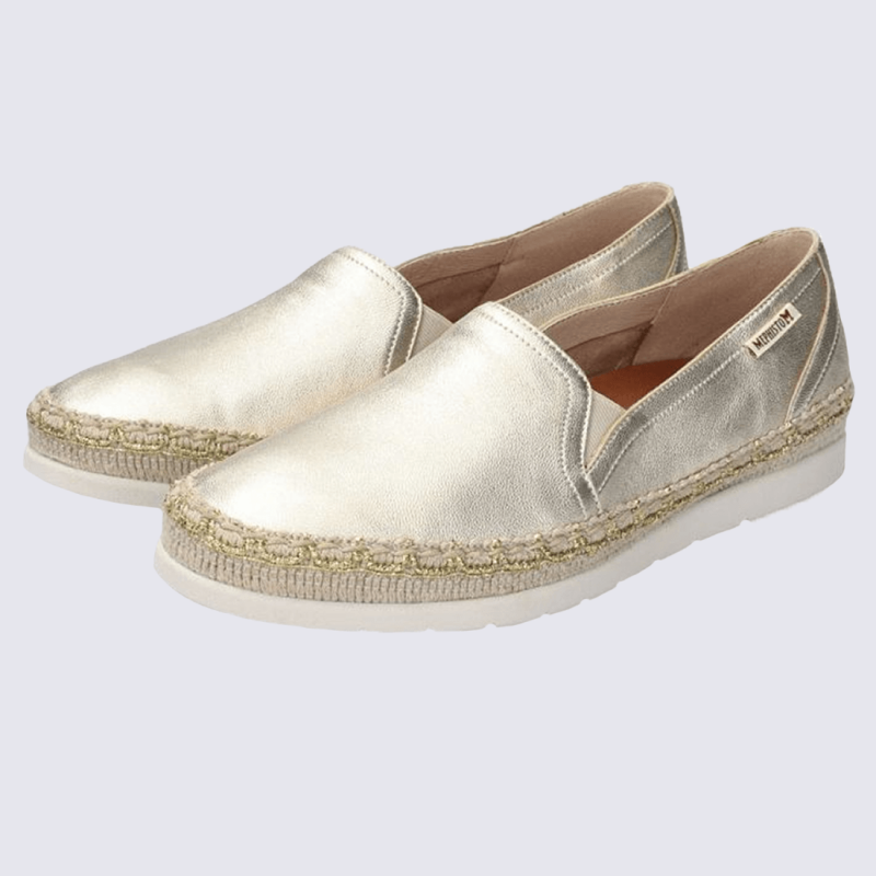 Chaussures Mephisto chaussures effet espadrille femme en cuir dore Igert Chaussures Maroquinerie