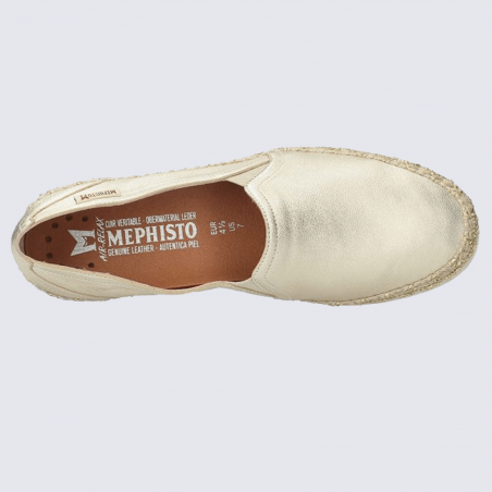 Chaussures Mephisto, chaussures effet espadrille femme en cuir doré