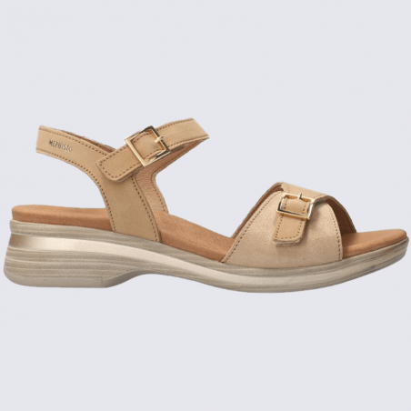 Sandales Mephisto, sandales à talons élégantes femme en cuir nubuck beige