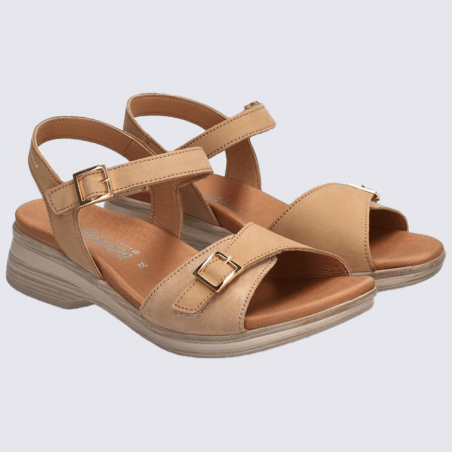 Sandales Mephisto, sandales à talons élégantes femme en cuir nubuck beige