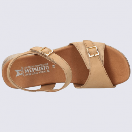 Sandales Mephisto, sandales à talons élégantes femme en cuir nubuck beige