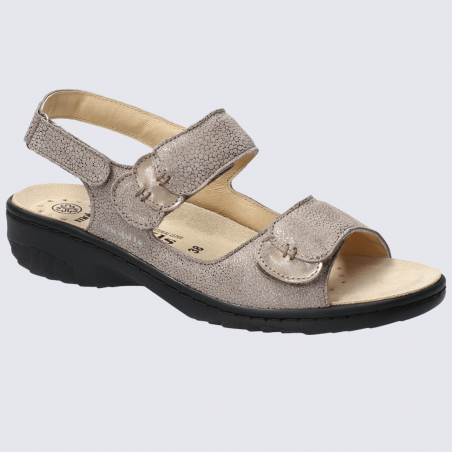 Sandales Mobils, sandales confortables femme en cuir beige