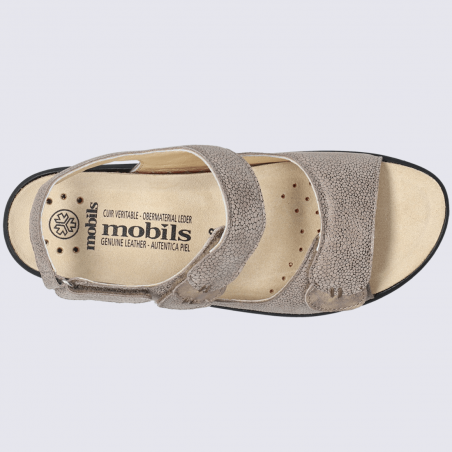 Sandales Mobils, sandales confortables femme en cuir beige