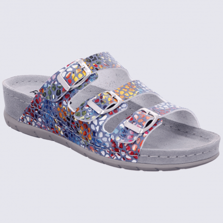 Mules Rohde, mules à brides femme imprimé jeans multicolore