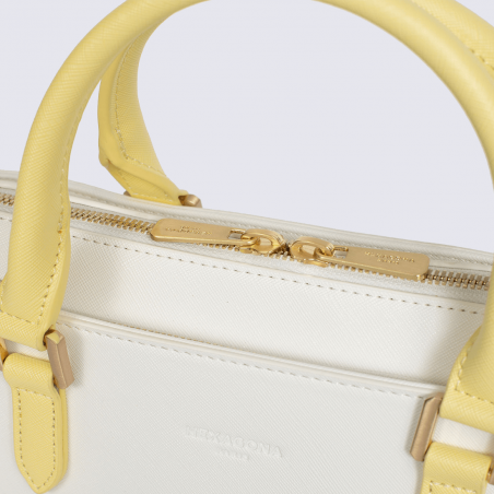 Sac à main Hexagona, sac à main ligne Monica femme blanc/jaune