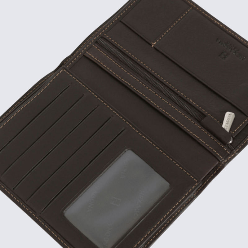 Portefeuilles Hexagona, portefeuilles unisexe en cuir marron