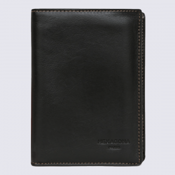 Portefeuilles Hexagona, portefeuilles élégant unisexe en cuir noir