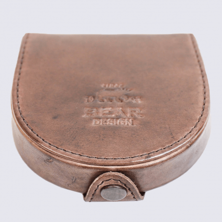 Mini portefeuille Bear, mini portefeuille mixte en cuir cognac