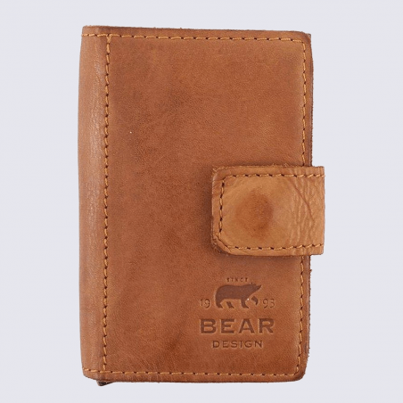 Mini portefeuille Bear, mini portefeuilles intelligent en cuir jaune