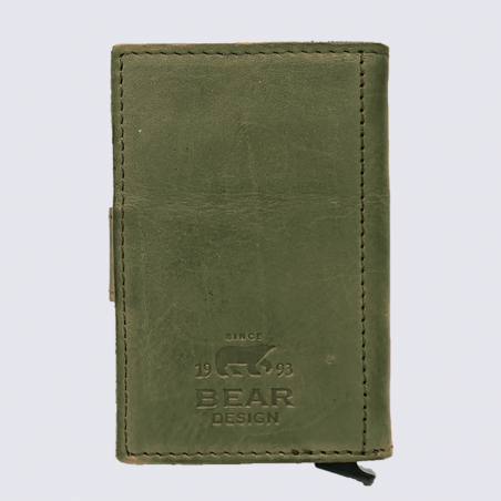 Mini portefeuille Bear, mini portefeuilles intelligent en cuir vert