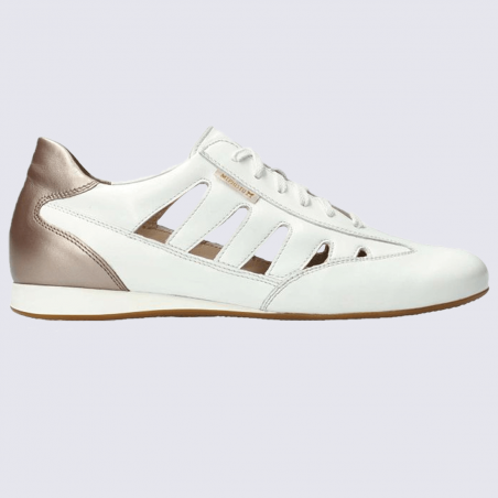 Baskets Mephisto, sneaker ouverte femme en cuir blanc