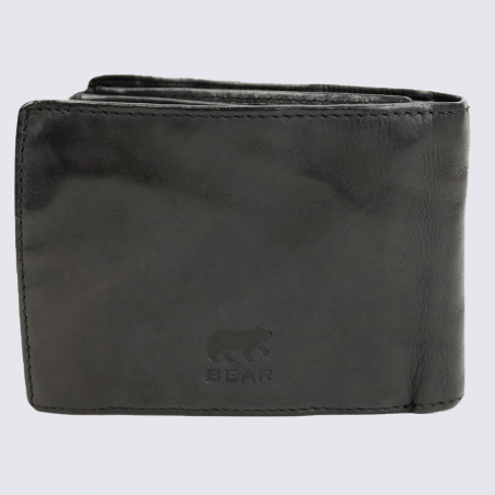 Portefeuille Bear, portefeuille intemporel stop RFID pour homme en cuir noir