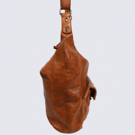 Sac à bandoulière Bear, sac bandoulière design femme en cuir cognac