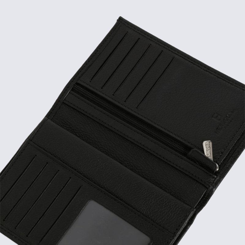 Portefeuilles Hexagona, portefeuilles élégant 3 volets mixte en cuir noir