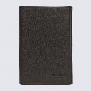 Portefeuilles Hexagona, portefeuilles élégant 3 volets mixte en cuir marron