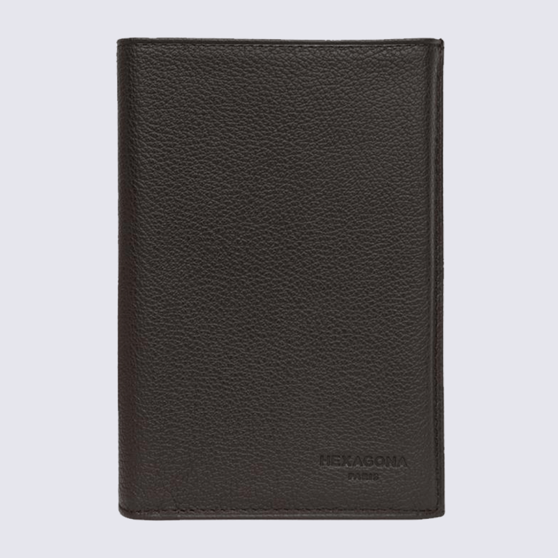 Portefeuilles Hexagona, portefeuilles élégant 3 volets mixte en cuir marron