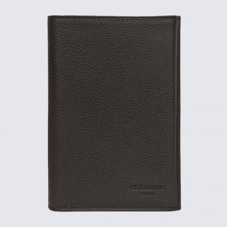 Portefeuilles Hexagona, portefeuilles élégant 3 volets mixte en cuir marron