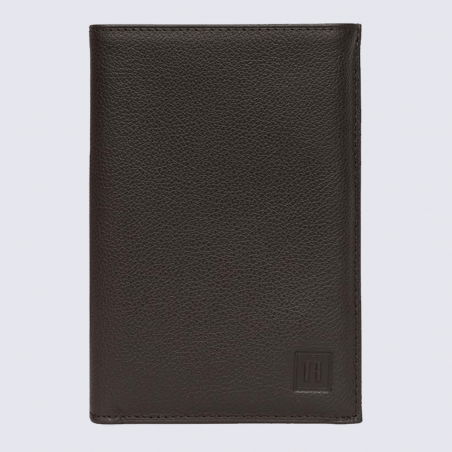 Portefeuilles Hexagona, portefeuilles pratique 2 volets mixte en cuir marron foncé