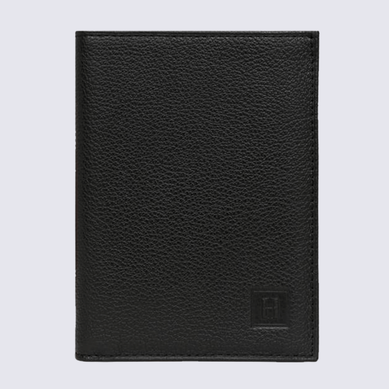 Portefeuilles Hexagona, portefeuilles 2 volets mixte en cuir de vachette grainé noir