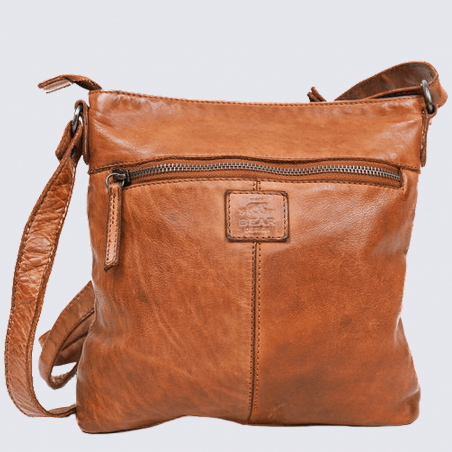 Sac à bandoulière Bear, petit sac à bandoulière femme en cuir cognac