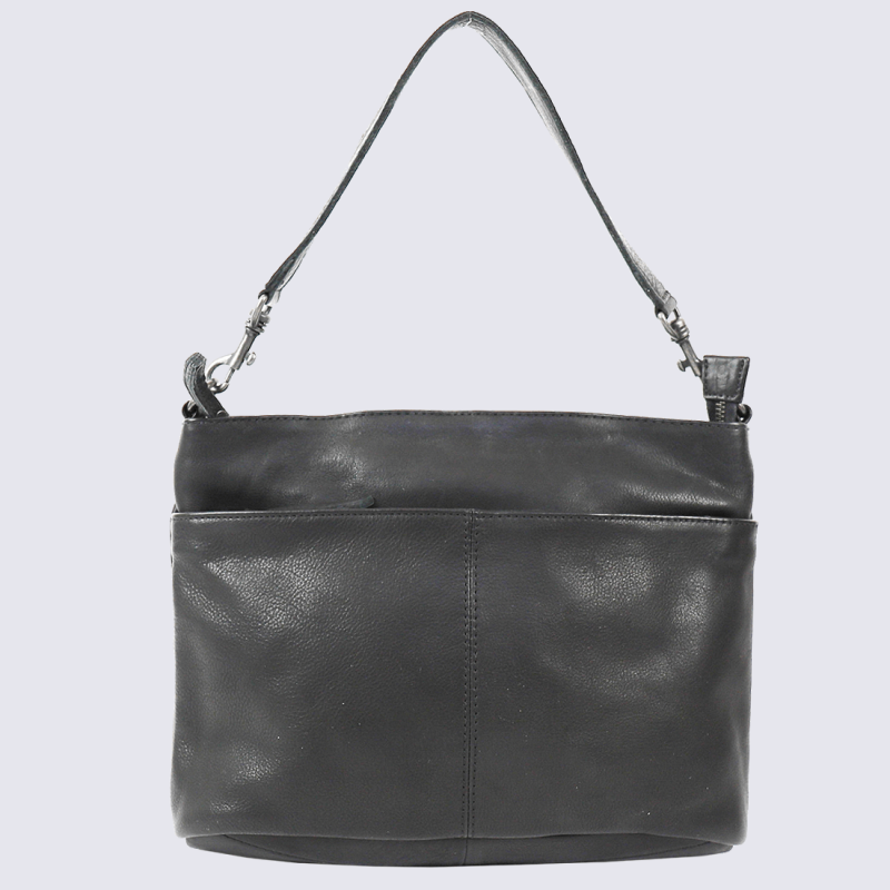 Sac à main Bear, sac porté épaule tendance pour femme en cuir noir