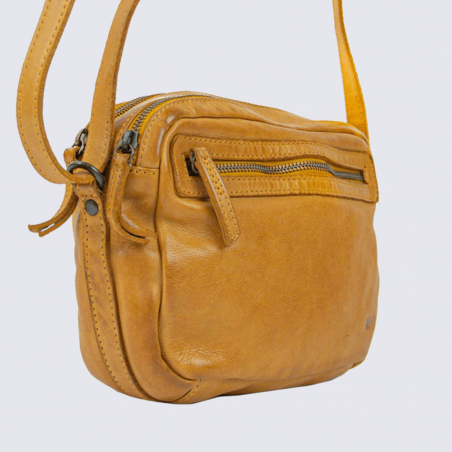 Sac à bandoulière Bear Design, petit sac à bandoulière femme en cuir jaune